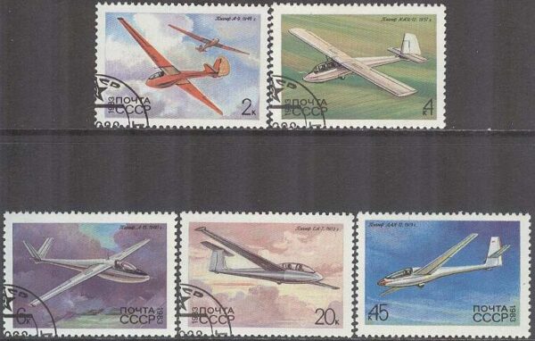 Sovjet - M 5248-5252 Segelflygplan II bla LAK-12, 5 kpl