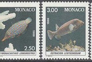 Monaco – M 1844-1849 Akvariefiskar på Ozeanographiska Museet, 6 kpl **