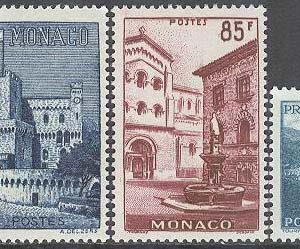 Monaco – M  618-621 Vyer – Byggnader bla Klocktorn i Slottet, 4 kpl **