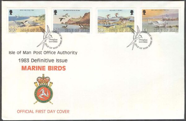 Isle of Man - FDC 1983-09-14 - Havsfåglar bla Knölsvan, 4 kpl