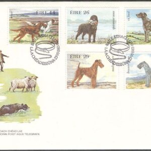 Irland – FDC 1983-06-23 – Irländska hundar bla Kerry-Blue-Terrier, 5 kpl