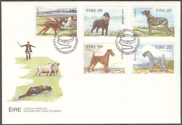 Irland - FDC 1983-06-23 - Irländska hundar bla Kerry-Blue-Terrier, 5 kpl