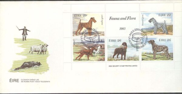 Irland - FDC 1983-06-23 - Irländska hundar bla Kerry-Blue-Terrier, Block