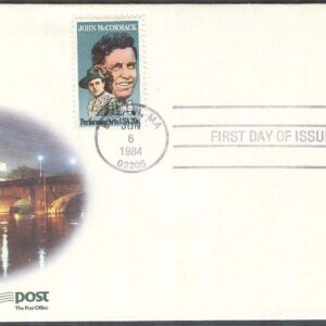 Irland – FDC 1984-06-06 – John McCormack 100 år – Sångare – Musik, 1 kpl + USA 1 kpl