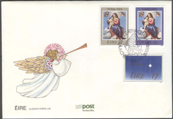 Irland - FDC 1984-11-26 - Jul 1984 - Jungfrun med Barn, 3 kpl