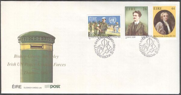 Irland - FDC 1985-06-20 - Minnen bla Thomas Ashe 100 år - Frihetskämpe, 3 kpl