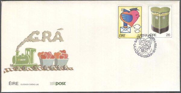 Irland - FDC 1986-01-20 - Valentins Dag 1986, 2 kpl
