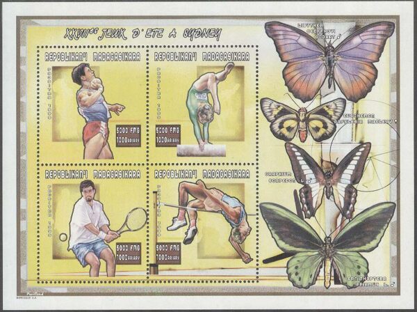 Madagaskar - M 2456-2459 OS i Sydney 2000 bla Tennis, Miniark kpl **