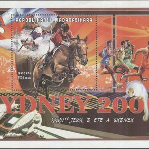 Madagaskar – M BL 309 OS i Sydney 2000 bla Hästhoppning, Block **