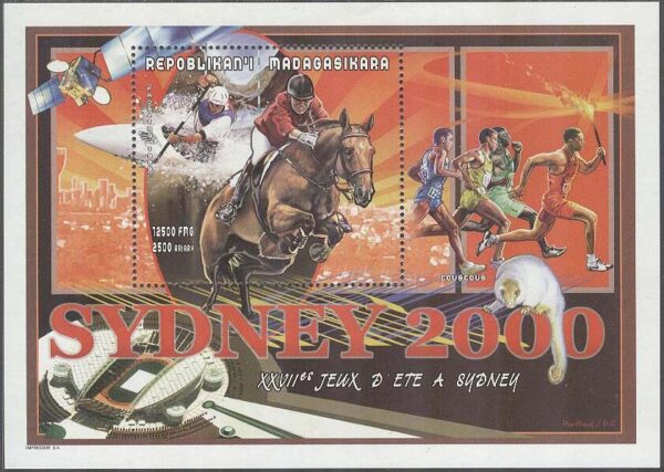 Madagaskar - M BL 309 OS i Sydney 2000 bla Hästhoppning, Block **