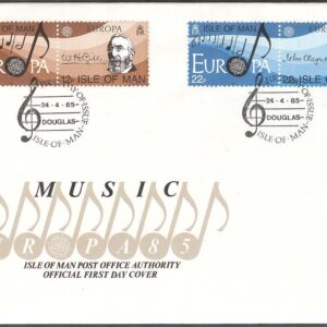 Isle of Man – FDC 1985-04-24 – Europa CEPT 1985 Europeiska Musikåret, 2 st par kpl