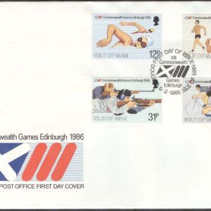 Isle of Man – FDC 1986-02-05 – Sport – Commonwealth Spelen bla Cykel, 4 kpl