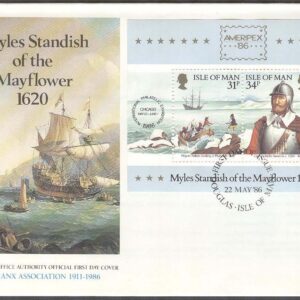 Isle of Man – FDC 1986-05-22 – Fartyg – Pilgrimsresor med Mayflower, Block