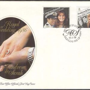 Isle of Man – FDC 1986-07-23 – Bröllop Prins Andrew & Sarah F, 2 kpl
