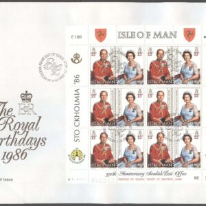 Isle of Man – FDC 1986-08-28 – Kungliga Födelsedagar, Miniark kpl