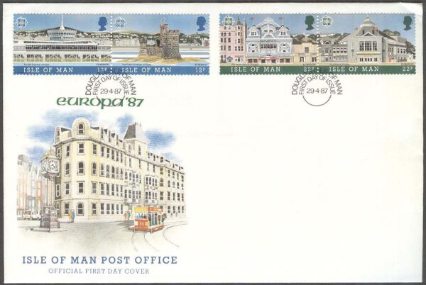 Isle of Man - FDC 1987-04-29 - Europa CEPT 1987 Arkitektur, 2 par kpl