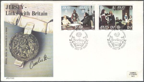Jersey - FDC 1980-05-06 - Europa CEPT 1980 Personligheter, 2 st par kpl