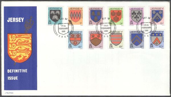Jersey - FDC 1981-02-24 - Familjevapen, 11 kpl