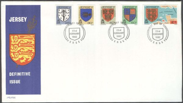 Jersey - FDC 1982-02-23 - Familjevapen, 5 kpl