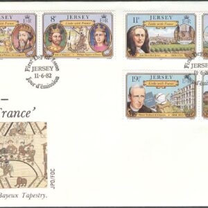 Jersey – FDC 1982-06-11 – Jersey – Frankrike historiskt, 3 st par kpl