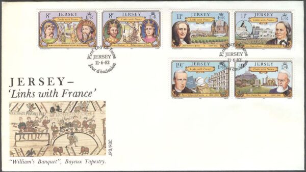 Jersey - FDC 1982-06-11 - Jersey - Frankrike historiskt, 3 st par kpl