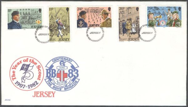 Jersey - FDC 1982-11-18 - Ungdomsorganisationer bla Scouting, 5 kpl