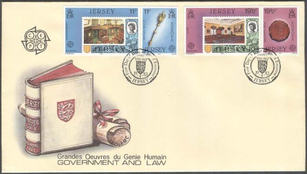 Jersey - FDC 1983-04-19 - Europa CEPT 1983 Storverk, 2 st par kpl