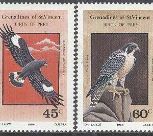 St. Vincent Grenadines – M  510-513 Rovfåglar bla Mindre svartvråk, 4 kpl **