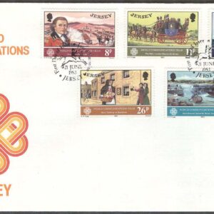 Jersey – FDC 1983-06-21 – Världskomunikationsåret 1983 – Hästar – Båtar, 5 kpl