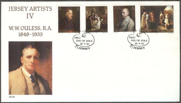 Jersey - FDC 1983-09-20 - Walter William Ouless död 50 år - Konstnär, 4 kpl