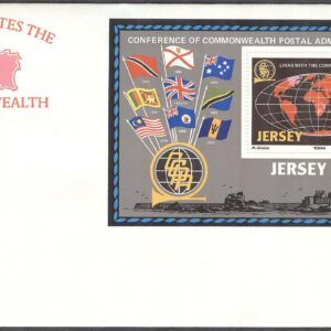 Jersey – FDC 1984-03-12 – Commonwealth Postkonferans – Flaggor, Block