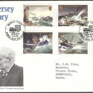 Jersey – FDC 1984-06-01 – Båtar – Räddningsbåtstationen RNLI 100 år, 6 kpl