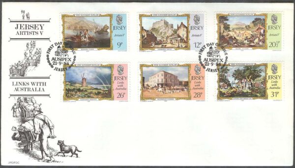 Jersey - FDC 1984-09-21 - Konst - Landskap - Jersey - Australien, 6 kpl
