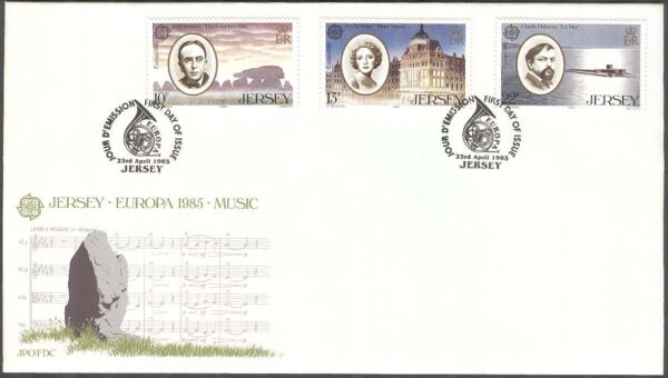 Jersey - FDC 1985-04-23 - Europa CEPT 1985, Europeiska musikåret, 3 kpl