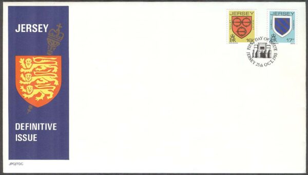 Jersey - FDC 1985-10-25 - Familjevapen bla Mabon, 2 kpl