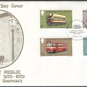 Guernsey – FDC 1979-08-07 – Bil – Buss – Spårvagnar, 4 kpl