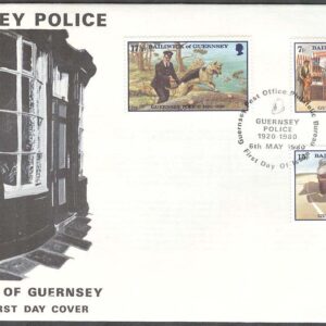 Guernsey – FDC 1980-05-06 – Guernseys Polis 60 år bla Hund & Bil, 3 kpl