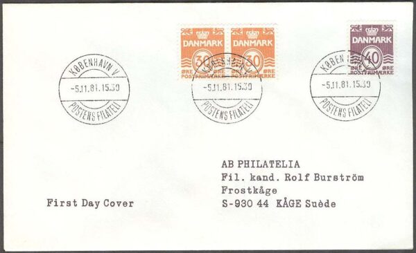 Danmark - FDC 1981-11-05 - Våglinjetyp 30 öre - 40 öre, 1 + par kpl Adressat