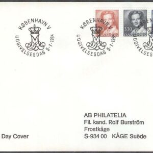 Danmark – FDC 1984-01-05 – Drottning Margrethe, Typ II, 3 kpl Adressat