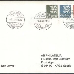Danmark – FDC 1984-01-05 – Lilla Riksvapnet, 3 kpl Adressat