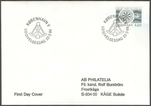 Danmark - FDC 1984-03-22 - Sjökortsarkivet 200 år, 1 kpl Adressat