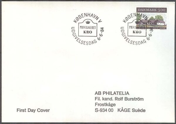 Danmark - FDC 1984-06-06 - Äldre dansk krog - Byggnader, 1 kpl Adressat