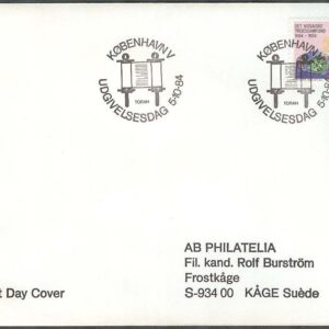 Danmark – FDC 1984-10-05 – Mosaiska trossamfundet 300 år, 1 kpl Adressat