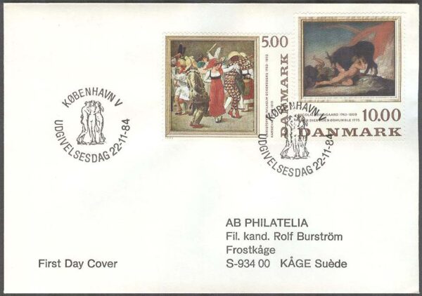 Danmark - FDC 1984-11-22 - Dansk målarkonst, 2 kpl Adressat
