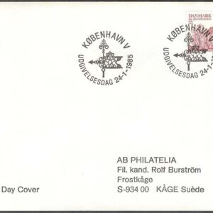 Danmark – FDC 1985-01-24 – Reformerta kyrkan 300 år – Byggnad, 1 kpl Adressat