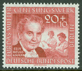 Berlin – M  178 Tyska mödrars konvalescentarbete, Elly Heuss-Knapp, 1 kpl **