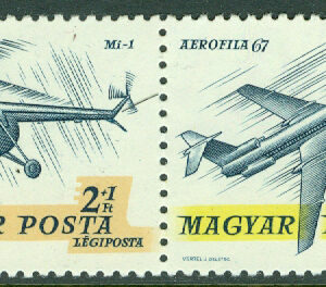 Ungern – M 2351-2354 A Frimärkets Dag, Int. Luftpostfrimärksutställning, flyg, 4-strip kpl **