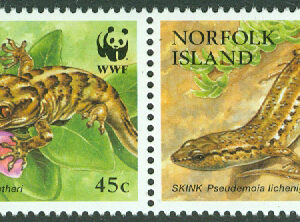 Norfolk Island – M  604-607 WWF, ödlor, bl a gecko, 4-strip kpl **