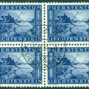 Liechtenstein – M  219 Binnenkanalens färdigställande, fyrblock prakt SCHAAN 6.VII.44