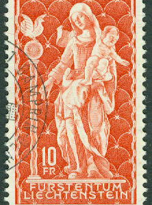 Liechtenstein – M  449 Madonna från Schellenberg, 1 kpl stpl